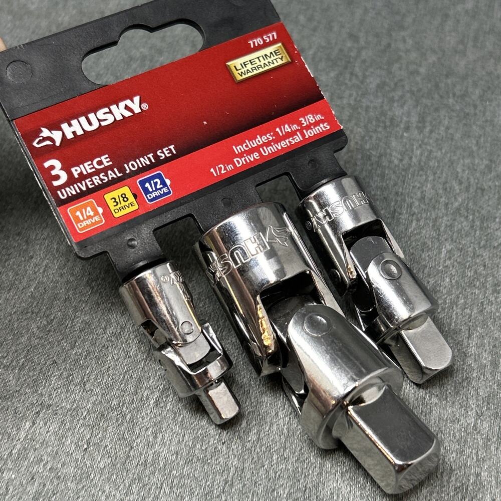 NEW Husky 3pc Universal Joint Set 770 577 1/4" 3/8" 1/2" Drive Universal Joints